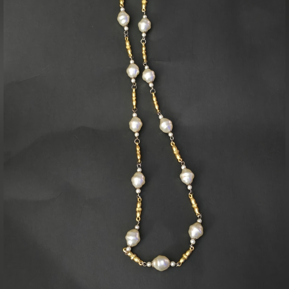 Fresh Water Peals With 10k Gold Plated Nugs Vintage Necklace